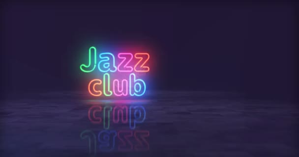 Símbolo Neón Jazz Club Bombillas Color Claro Vida Nocturna Discoteca — Vídeo de stock