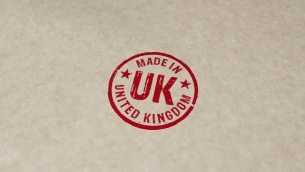 Сделано Великобритании Печать Штамповка Вручную Влияют Анимацию Фабрика Производство Страна — стоковое видео