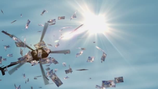 Russian Ruble Banknotes Helicopter Money Dropping Russia Rub 2000 Notes — Vídeo de stock