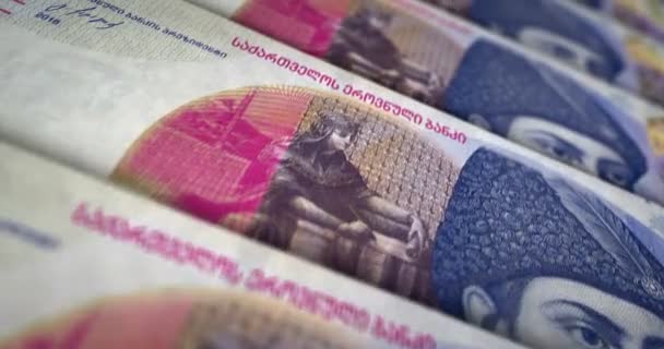 Georgia Money Georgian Lari Banknote Loop Gel Money Texture Concept — Stockvideo