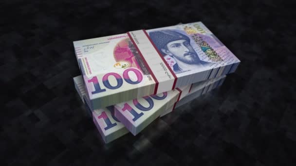 Georgia Money Georgian Lari Money Pile Pack Concept Background Economy — Stockvideo