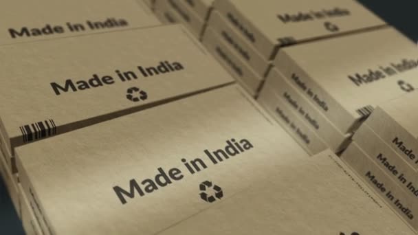 Feito Índia Caixa Linha Produção Fabricação Entrega Fábrica Produtos Importação — Vídeo de Stock