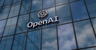San Francisco, ABD, 15 Şubat 2023: OpenAI genel merkezi cam bina konsepti. Ön cephede ChatGPT Yapay Zeka Şirketi sembolü 3D.