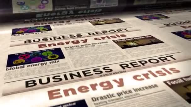 Energy Crisis Fuel Gas Electricity Price Daily News Newspaper Roll — 图库视频影像