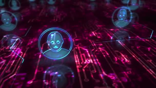Social Media Chat Face Artificial Intelligence Head Symbol Abstract Cyber — Video