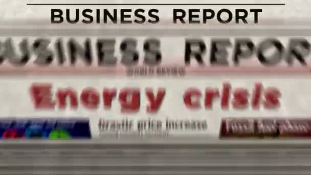 Denní Tisk Novin Energetické Krizi Cenách Pohonných Hmot Abstraktní Koncept — Stock video