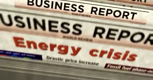 Энергетический Кризис Цены Топливо Электроэнергию Ежедневно Печатают Газеты Ретро Заголовки — стоковое видео