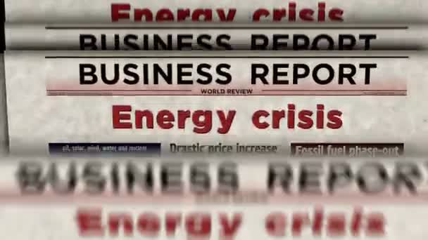 Energy Crisis Fuel Gas Electricity Price Vintage News Newspaper Printing — Vídeos de Stock