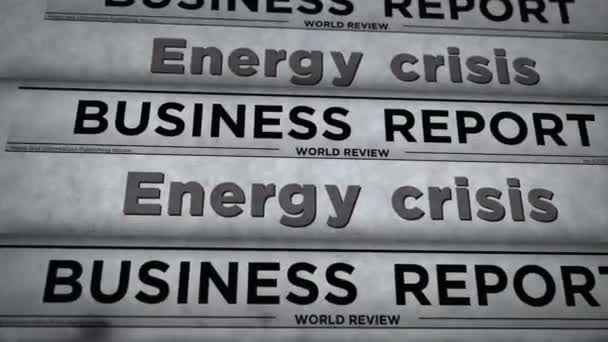 Energy Crisis Fuel Gas Electricity Price Vintage News Newspaper Printing — Stok Video