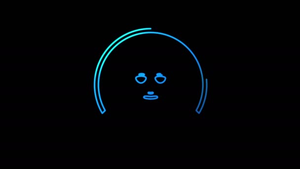 Social Media Chat Face Artificial Intelligence Head Line Symbol Loopable — Stock Video