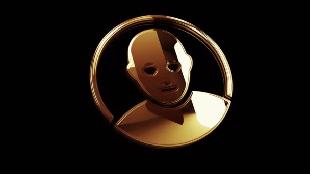 Social Media Chat Face Artificial Intelligence Head Golden Metal Shine — Vídeos de Stock