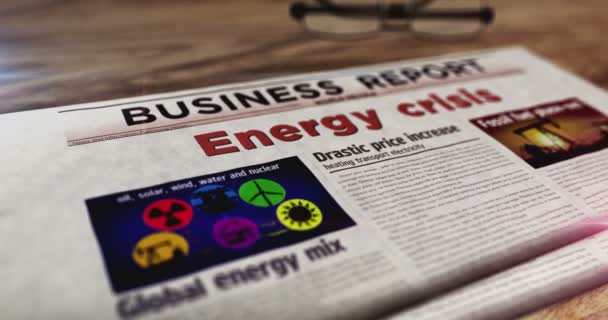 Energiekrise Und Gaspreis Tageszeitungen Auf Dem Tisch Schlagzeilen Nachrichten Abstraktes — Stockvideo
