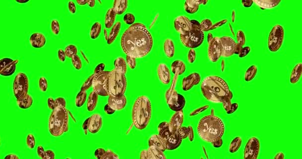Випадковий Вибір Ізольовані Золоті Монети Дощовий Фон Обертаються Золоті Металеві — стокове відео