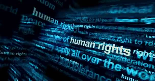 Lidská Práva Bojují Svobodu Spravedlnost Všech Mezinárodních Médiích Abstraktní Koncept — Stock video