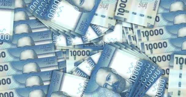 Чилийские Песо Банкноты Петле Мозаикой Чилийские Банкноты 10000 Clp Абстрактная — стоковое видео