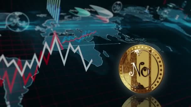Evet Hayır Rastgele Seçilmiş Altın Para Grafiği Çeviriyor Artan Azalan — Stok video