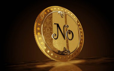 Yes or No random decision choice and gamble gold coin on green screen background. Abstract concept 3d illustration.