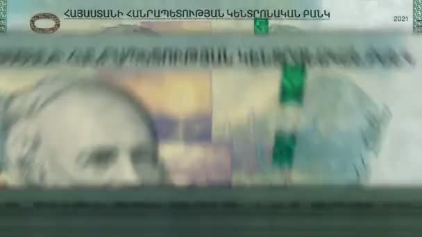 Armenia Pieniądze Armenian Dram Liczenia Pieniędzy Maszyna Banknotami Szybkie 20000 — Wideo stockowe