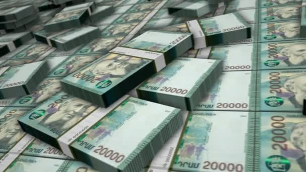 Armenia Pieniądze Armenian Dram Pętle Banknotów Stos Pieniędzy Amd Pojęcie — Wideo stockowe