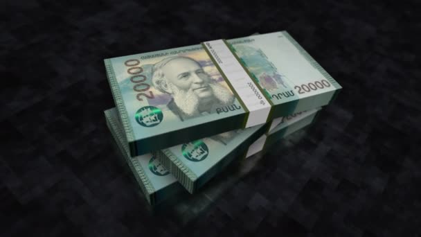 Armenia Pieniądze Armenian Dram Stos Pieniędzy Koncepcja Tła Gospodarki Bankowości — Wideo stockowe