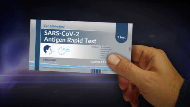 Caja Autoprueba Antígeno Covid Mano Paquete Rápido Pruebas Pandémicas Coronavirus — Vídeo de stock