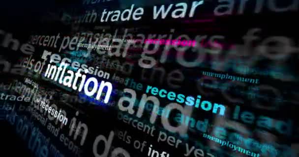 Global Crisis Inflation Unemployment Trade War Recession Headline News Titles — Stock Video