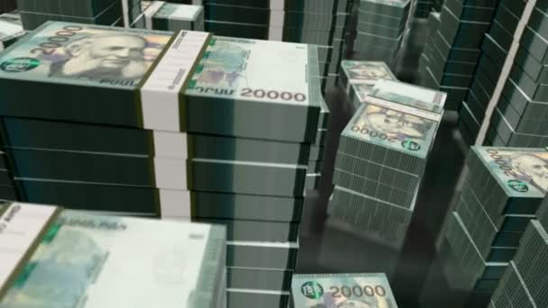 Armenia Money Armenian Dram Money Notes Packs Loop Flight 20000 — Stockvideo