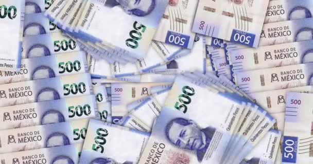 Billetes Pesos México Bucle Patrón Mosaico Abanico Efectivo Billetes Mexicanos — Vídeo de stock