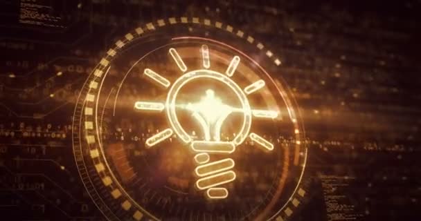 Bulb Idea Creative Innovation Success Inspiration Symbol Digital Concept Network — стоковое видео