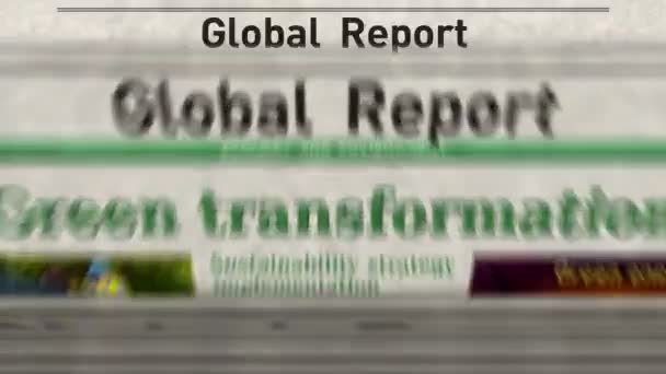Зеленая Трансформация Экологии Окружающей Среды Устойчивой Экономики Ежедневная Печать Новостей — стоковое видео
