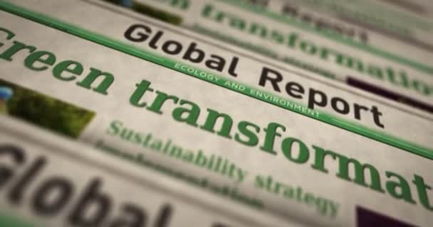 Ecología Transformación Verde Ambiente Economía Sostenible Prensa Diaria Impresión Periódicos — Vídeos de Stock