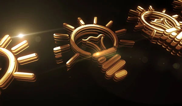 Idea Bulbo Innovación Creativa Éxito Inspiración Metal Dorado Brillo Símbolo — Foto de Stock