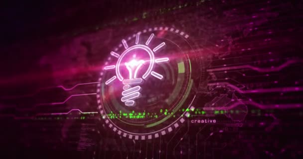 Bulb Idea Creative Innovation Success Inspiration Symbol Abstract Digital Concept — стоковое видео