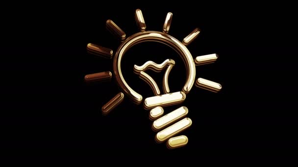 Idée Ampoule Innovation Créative Inspiration Succès Métal Doré Brillant Symbole — Video