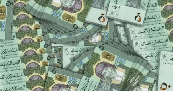 Omán Rial Bankjegyek Egy Készpénz Fan Mozaik Minta Hurok Omr — Stock videók