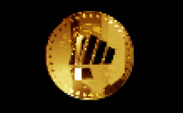 Fight Out Crypto Fght Kryptowährung Goldmünze Retro Pixel Mosaik 80Er — Stockfoto