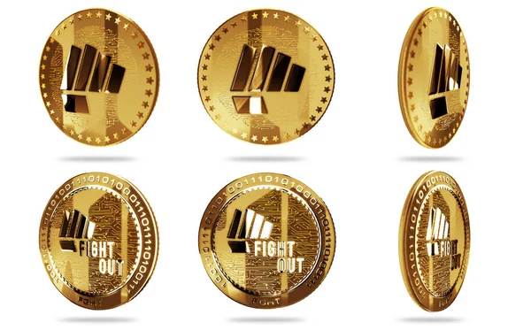 Fight Out Crypto Fght Cryptocurrency Isolated Gold Coin Green Screen — Stock Photo, Image