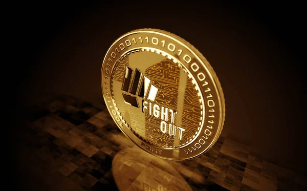 Combatti Crypto Fght Moneta Oro Criptovaluta Sullo Sfondo Dello Schermo — Foto Stock