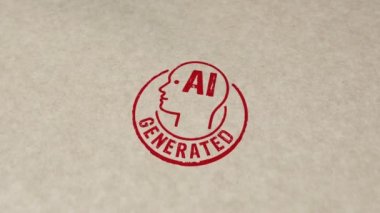 Yapay zeka pul ve el damgası etkisi animasyonu üretti. Yapay zeka içeriği ve otomasyon teknolojisi 3D üretilmiş konsept.