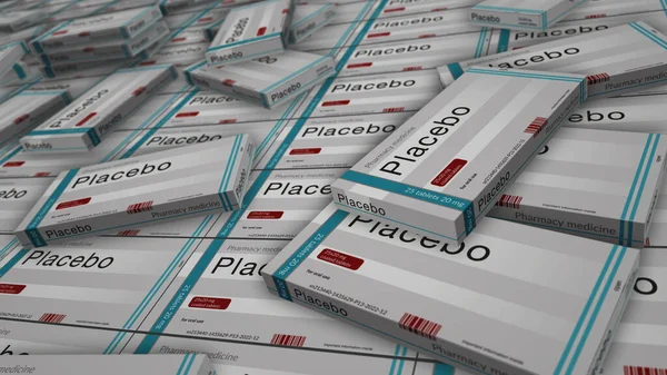 Plasebo Tablet Kutusu Üretim Hattı Tıbbi Tedavi Ilaç Ilaç Ilaç — Stok fotoğraf
