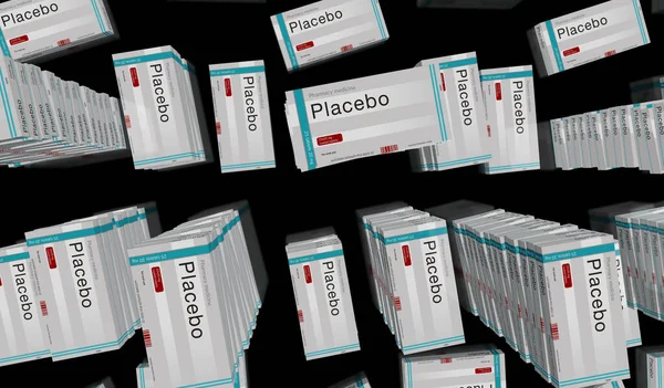Placebo Tabletas Caja Línea Producción Tratamiento Médico Farmacéutica Píldoras Remedio — Foto de Stock