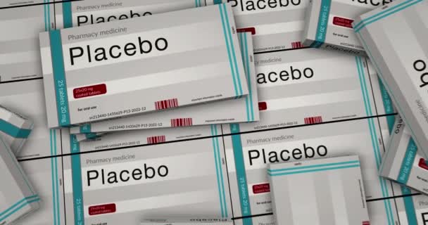 Placebo Comprimidos Caixa Produção Tratamento Médico Pílulas Remédio Farmacêutico Embalar — Vídeo de Stock
