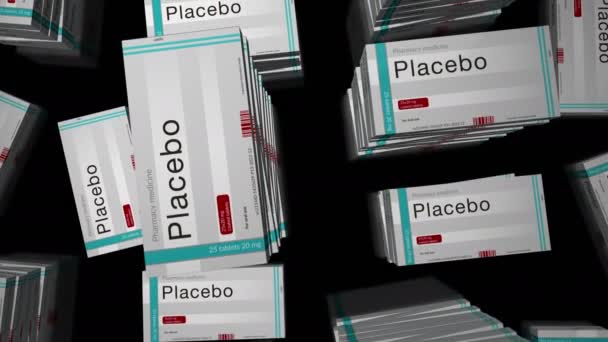 Produkcja Pudełek Tabletkami Placebo Leczenie Medyczne Farmaceutyczne Pigułki Lekarskie Produkcji — Wideo stockowe
