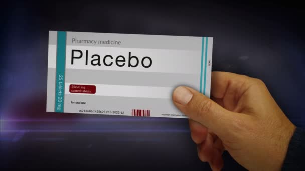 Caja Tabletas Placebo Mano Tratamiento Médico Paquete Píldoras Remedio Farmacéutico — Vídeo de stock