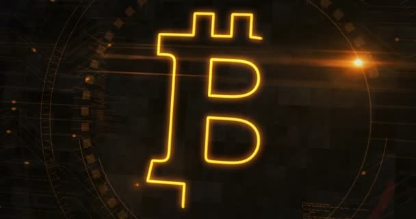 Bitcoin Criptomoeda Blockchain Conceito Digital Símbolo Dinheiro Digital Cibertecnologia Computador — Vídeo de Stock