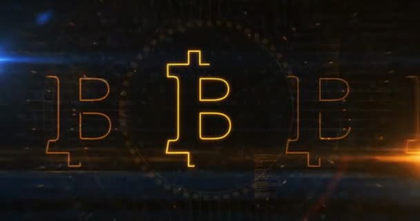 Bitcoin Blockchain Cripto Valuta Denaro Digitale Simbolo Astratto Concetto Digitale — Video Stock