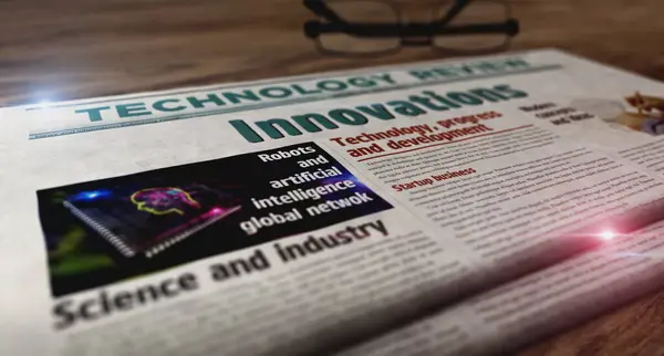 Innovation Creative Science Technology Development Daily Newspaper Table Headlines News — Stock Photo, Image
