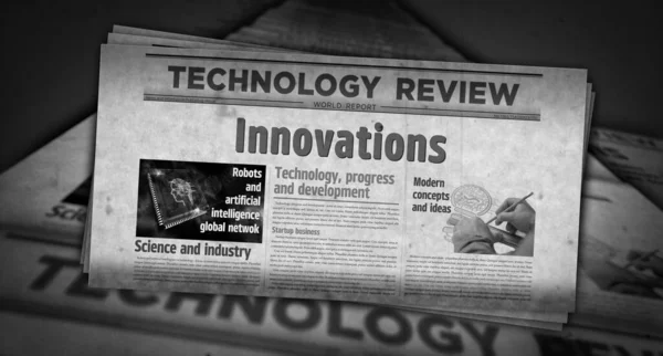 Innovation Kreative Wissenschaft Und Technologieentwicklung Vintage News Und Zeitungsdruck Abstraktes — Stockfoto