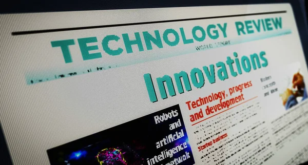 Inovace Tvůrčí Vědy Vývoje Technologií Denní Čtení Novin Obrazovce Mobilního — Stock fotografie