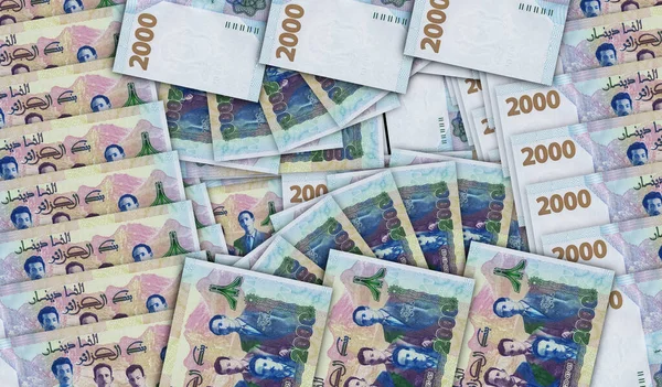 Algeria Dinar Banknotes Cash Fan Mosaic Pattern Algerian 2000 Dzd — Stock Photo, Image
